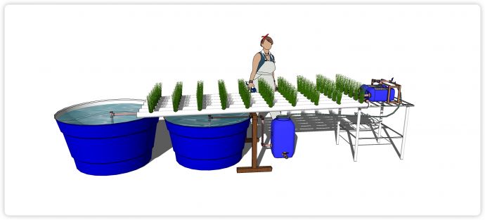 桶形水缸蔬菜种植器皿su模型_图1