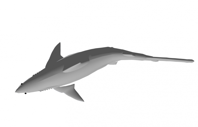 飞机尾现代鱼雕塑小品海洋生物SU模型_图1