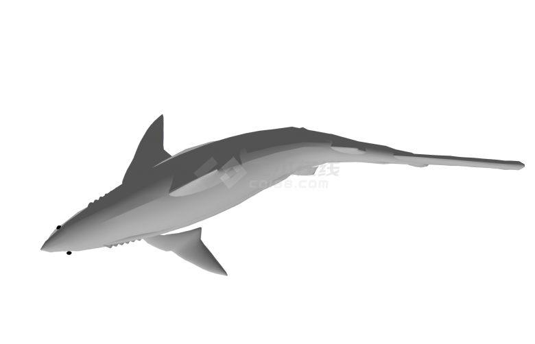飞机尾现代鱼雕塑小品海洋生物SU模型-图一