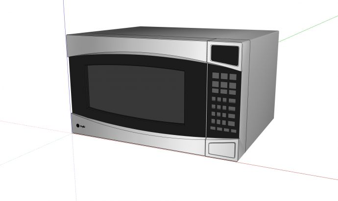 白色微波炉厨房电器su模型_图1
