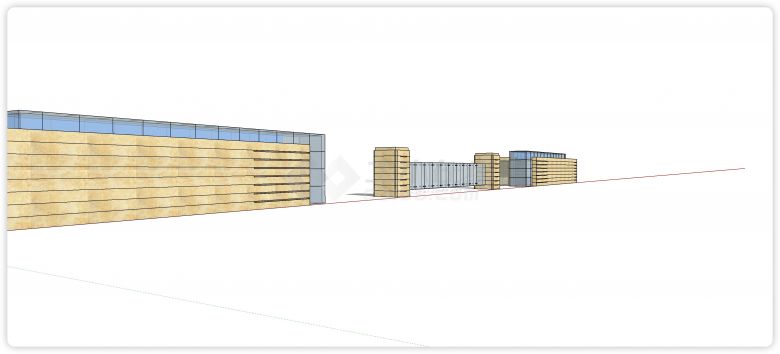 玻璃结构厂区学校大门入口su模型-图二