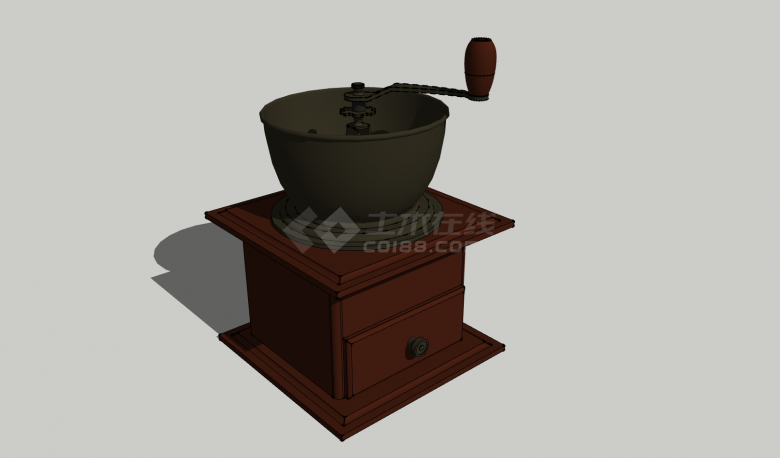 箱体式手磨咖啡粉机厨房电器su模型-图二