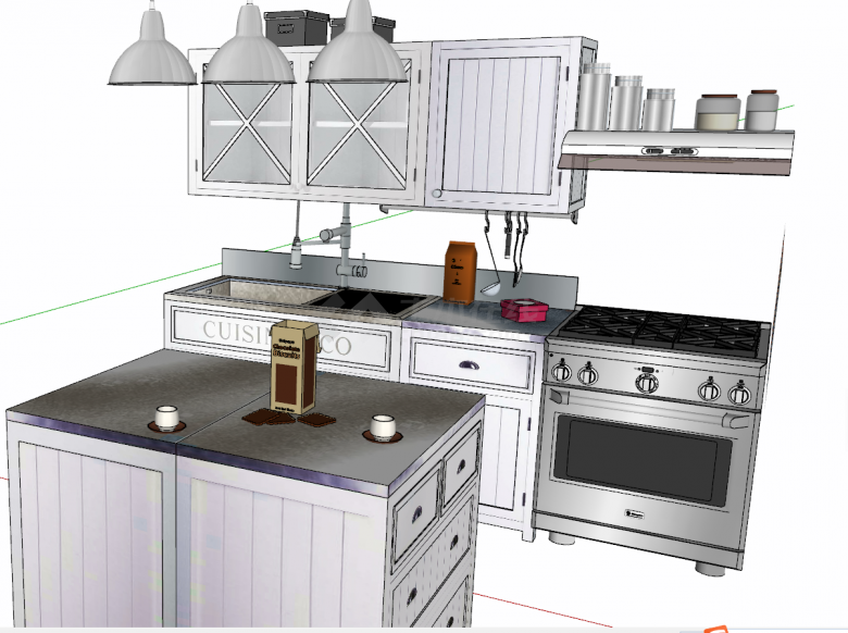 厨具齐全的便利厨房su模型-图二