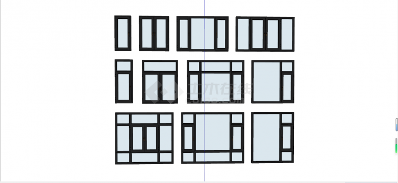 固定窗平开窗玻璃材质窗户组合su模型-图一