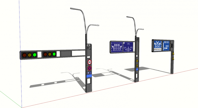 市政设施交通信号灯su模型_图1