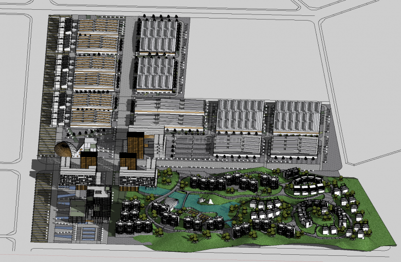 有住宅区和工厂的新能源基地su模型-图二