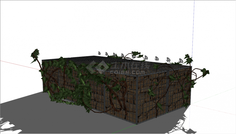 长方形植物石笼石墙su模型-图二