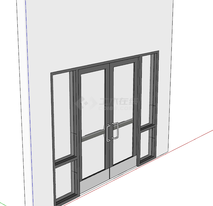 现代金属边框的玻璃门su模型-图二