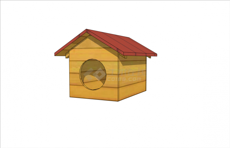 小型红屋顶现代风格狗窝su模型-图二
