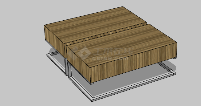 木制简约办公室桌子 su模型-图二