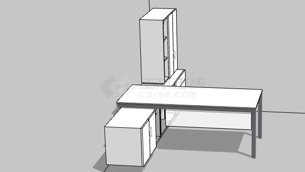 白色简约办公室桌子 su模型-图二