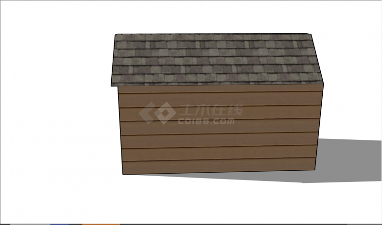 顶部是灰色格状的屋体是木质拼接的狗窝su模型-图二