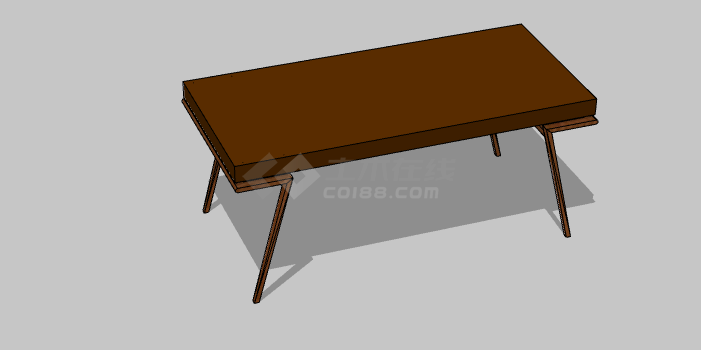 褐色现代办公室桌子su模型-图一