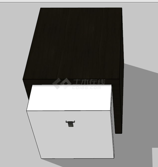 黑白相间的简易办公室桌子su模型-图二
