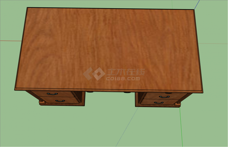 简约现代实木办公桌子SU模型-图二