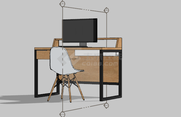 全新现代单人办公室桌子su模型-图二