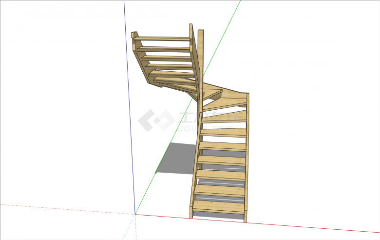 现代风格木制楼梯su模型-图二