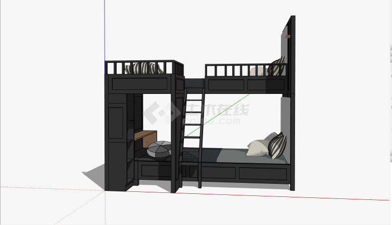质感双层现代风格儿童床su模型-图一