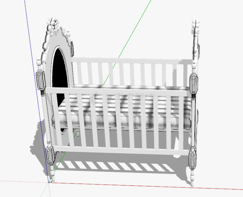 现代豪华白色儿童床su模型-图一