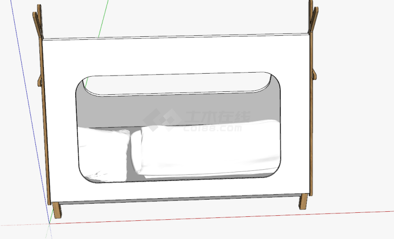 现代白色带三角棚的儿童床su模型-图二