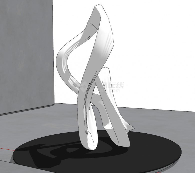 现代白色抽象雕塑摆件su模型-图二