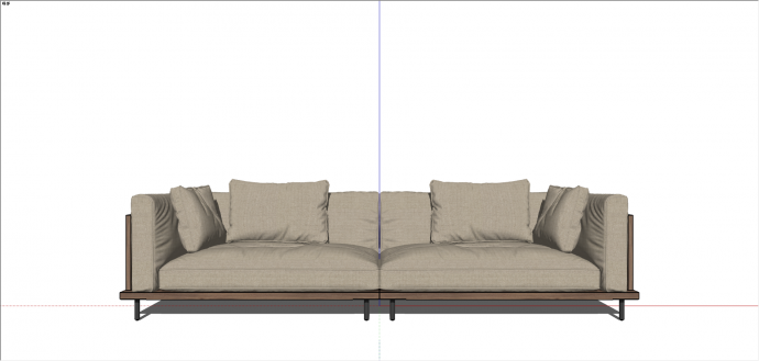 现代棕色系双人沙发su模型_图1