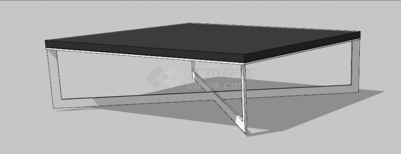 白色桌腿黑色桌面的办公室桌子 su模型-图二