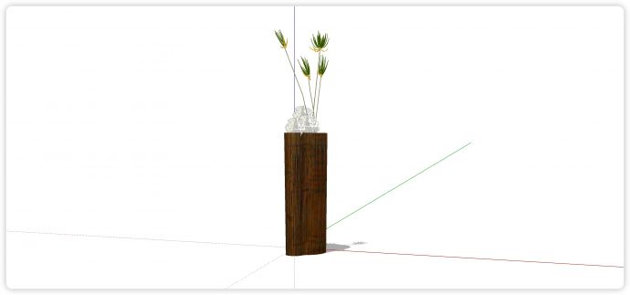 木制不规则形状花瓶su模型_图1