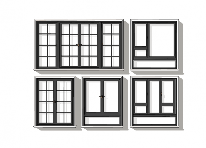 白框简约现代铝合金窗户SU模型_图1