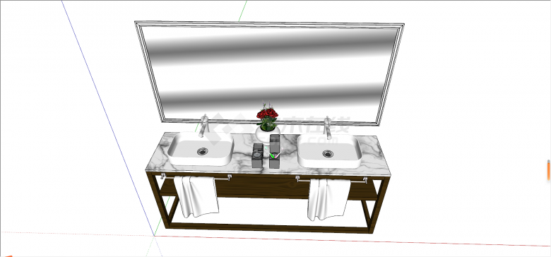 带两个水槽的浴室台su模型-图二