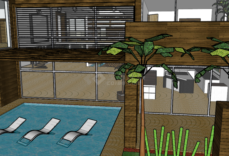 东南亚夏威夷风独栋双层海景房式别墅su模型-图二
