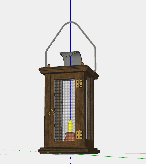 木质灯笼挂大门口灯su模型_图1
