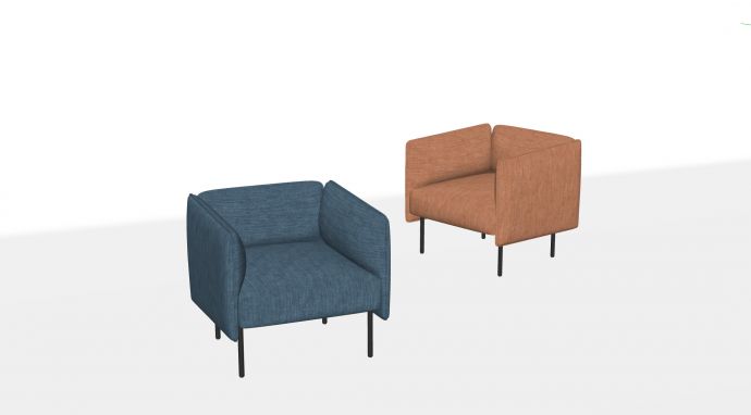 布艺全包围现代单人沙发SU模型_图1