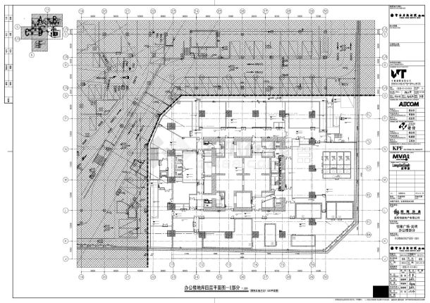 某某建筑结构地库四层防火分区图CAD图-图一