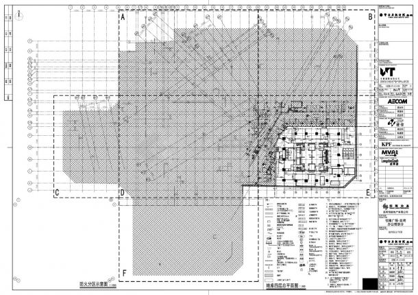 某某建筑结构地库四层防火分区图CAD图-图二