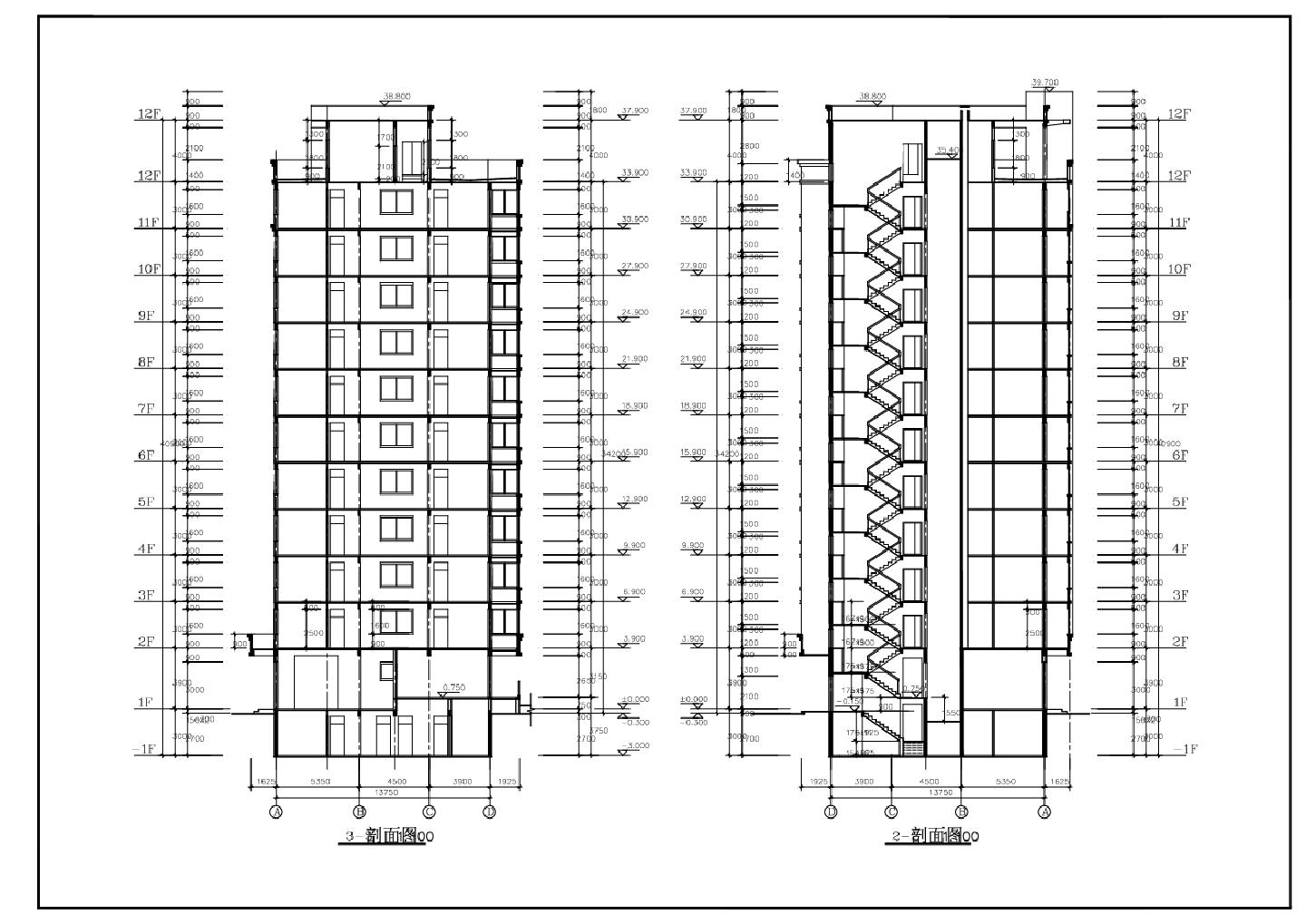 某某复式建筑结构平面图CAD图