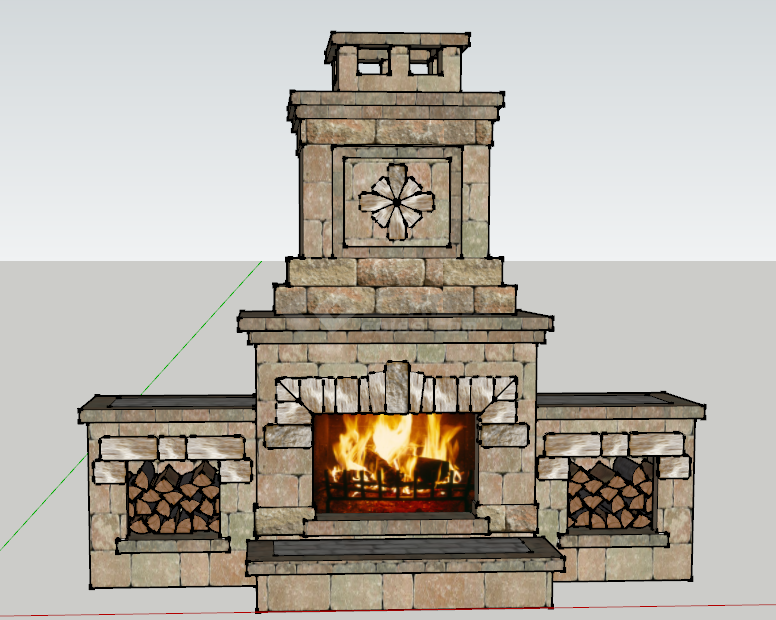 欧式带柴火的阶梯式的壁炉 su模型-图二