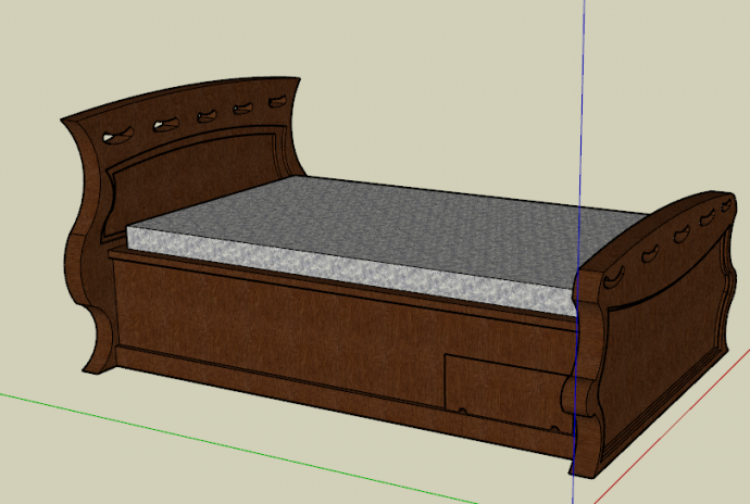 超级复古实木床su模型_图1