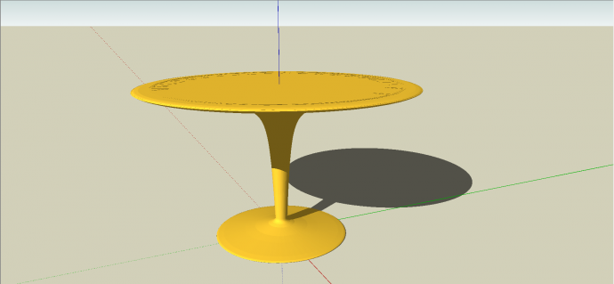 现代黄色塑料材质小圆桌su模型_图1