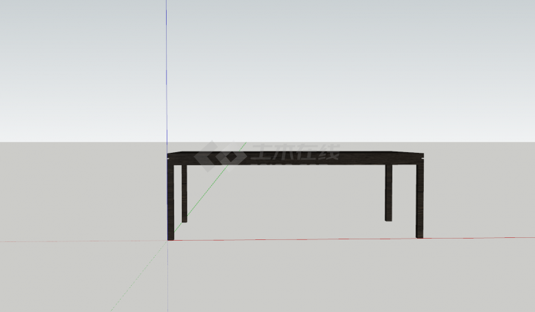 单品家具黑色木制桌子su模型-图一