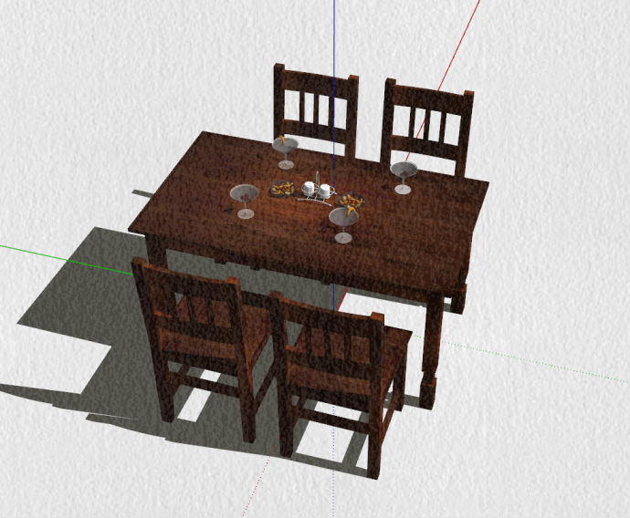 中式餐桌家具组合su模型_图1