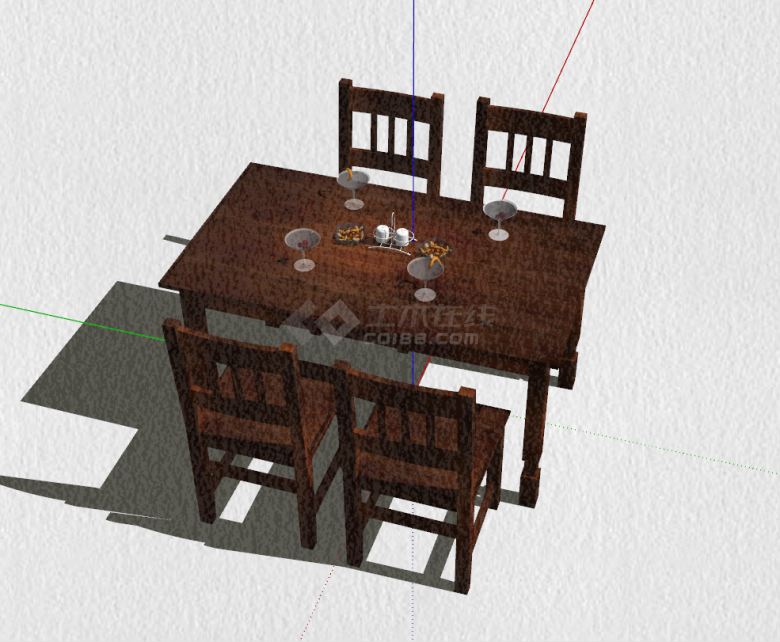 中式餐桌家具组合su模型-图一