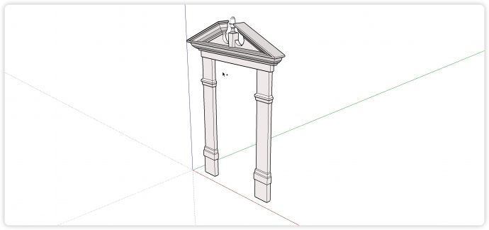 斜线门顶造型简洁门柱装饰门su模型_图1
