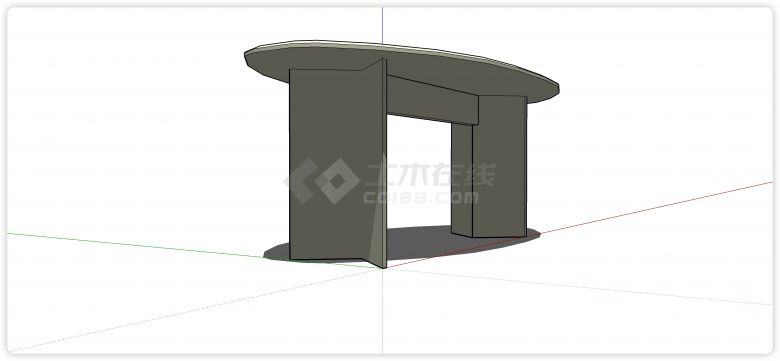 椭圆形桌面括号造型桌脚其他家具su模型-图二