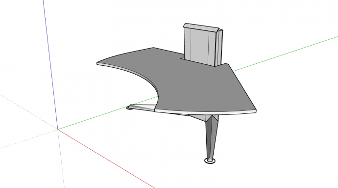 桌椅灰色缺角不规则su模型_图1