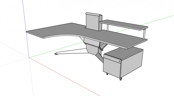 桌椅缺角不规则套装su模型_图1