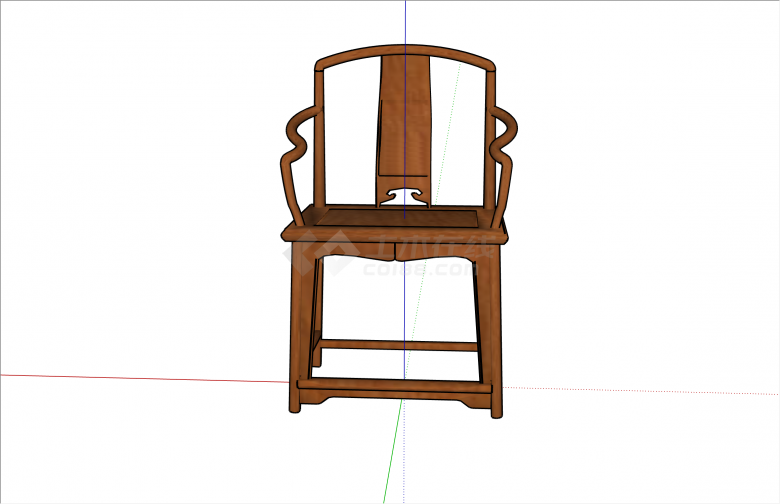 仿古中式全木质雕刻座椅su模型-图二