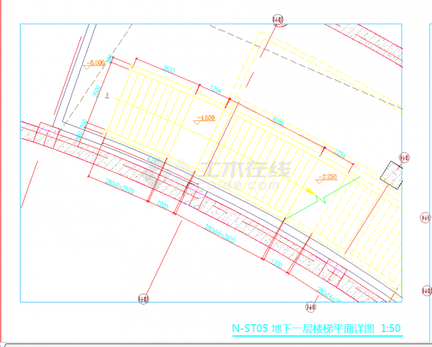 江苏工业园区体育中心游泳馆建筑施工图-楼梯详图CAD图纸-图一