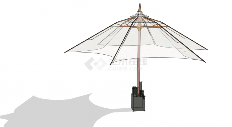 透明遮阳伞摆件建筑su模型-图二