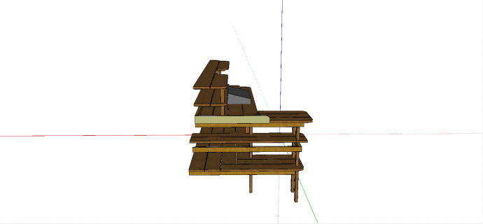 半嵌入墙体式有置物架式木制休闲桌su模型_图1